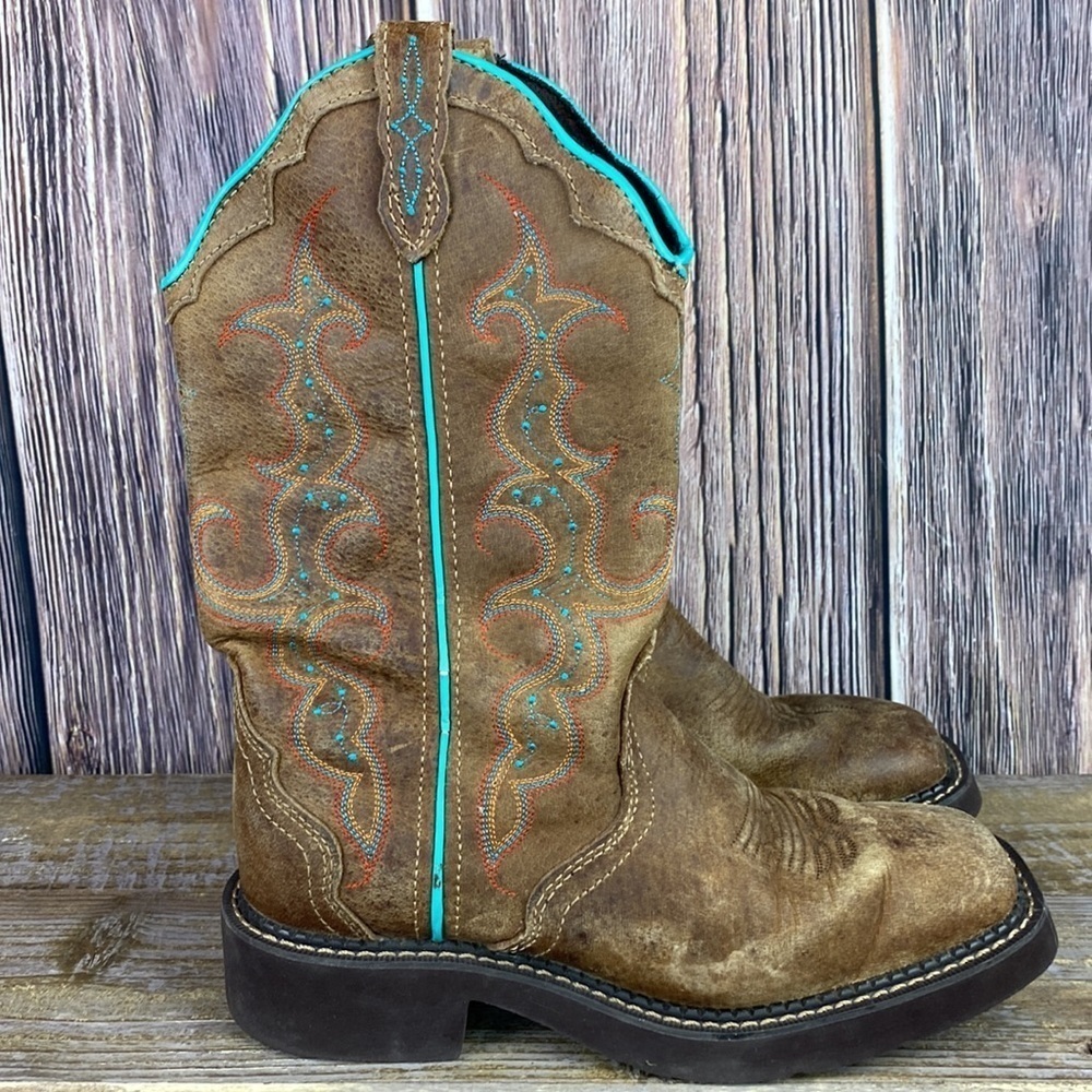 Woman’s Justin Gypsy Brown & Blue Cowgirl Boots- Size 6.5 - Picture 7 of 12